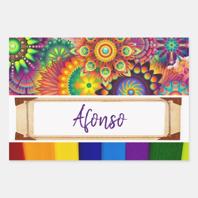 Streifenpapier Geschenkpapier Set (Vorderseite)