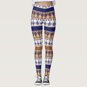 Streifenskandinavisches Muster braun blau Leggings