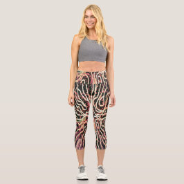 Streifenstruktur Capri Leggings