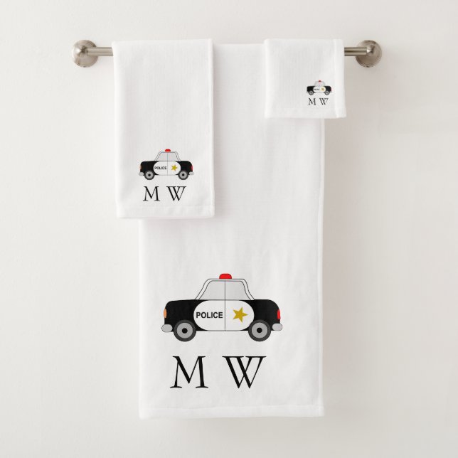 Streifenwagendesign Monogramm Badhandtuch Set (Insitu)