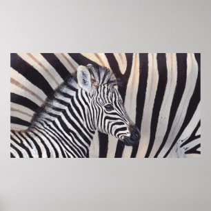 Streifenzebra-Baby- und Mamaplakat alle Größen Poster