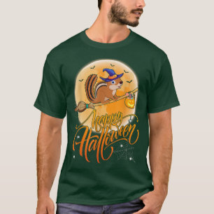 Streifhörnchen-Fahrt Hexe schoss Mond Vintage Stre T-Shirt