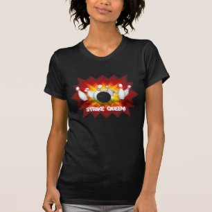 Streik-Königin: Bowlings-Button-T - Shirt: T-Shirt