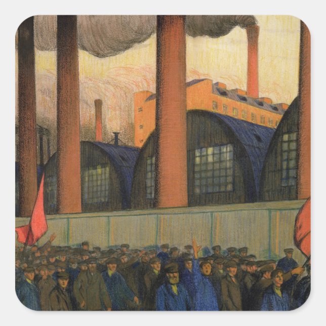 Streik Quadratischer Aufkleber (Vorderseite)