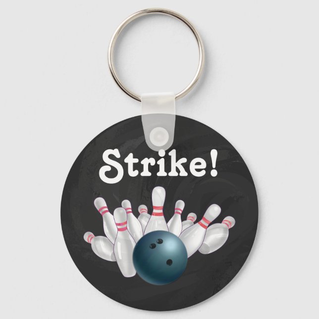 Streit! Blue Bowling Ball mit Buttonen Schlüsselke Schlüsselanhänger (Vorderseite)