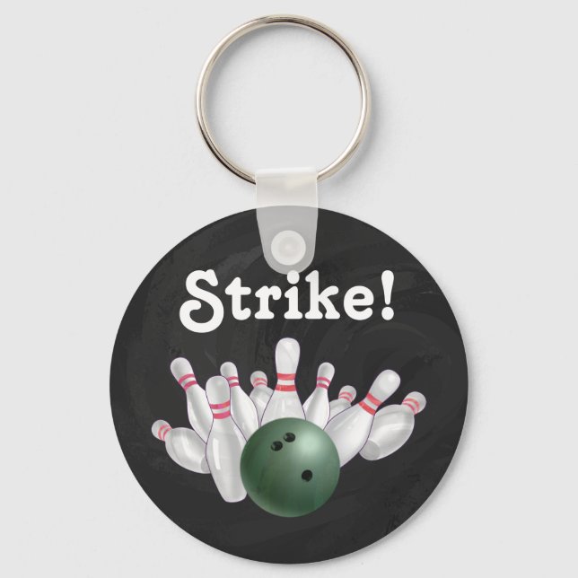 Streit! Green Bowling Ball mit Buttonen Schlüsselk Schlüsselanhänger (Vorderseite)