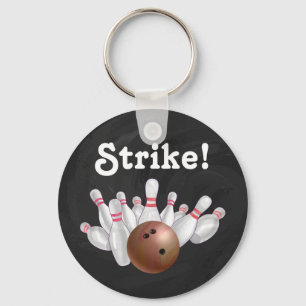 Streit! Orangefarbener Bowlingball mit Schlüsselke Schlüsselanhänger
