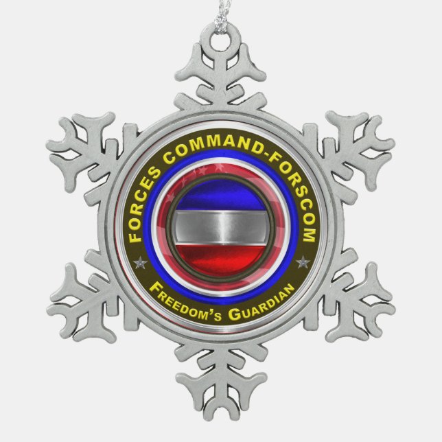 Streitkräfte Kommando-FORSCOM-Sake Schneeflocken Zinn-Ornament (Vorderseite)