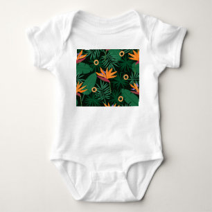Strelitzia-Blume: Vintager Hintergrund Baby Strampler