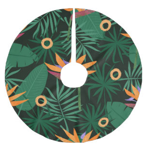 Strelitzia-Blume: Vintager Hintergrund Polyester Weihnachtsbaumdecke
