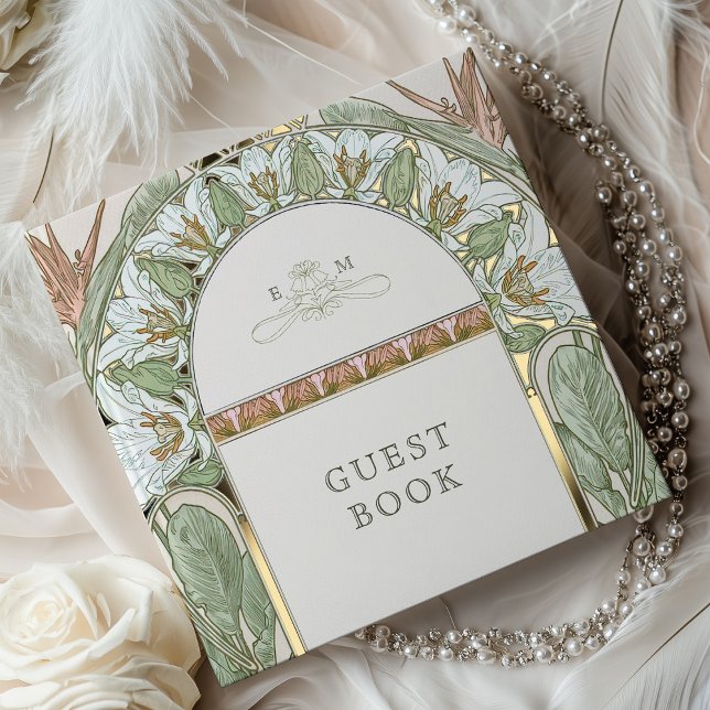 Strelitzia Gold Wedding Art Nouveau Gästebuch (Von Creator hochgeladen)
