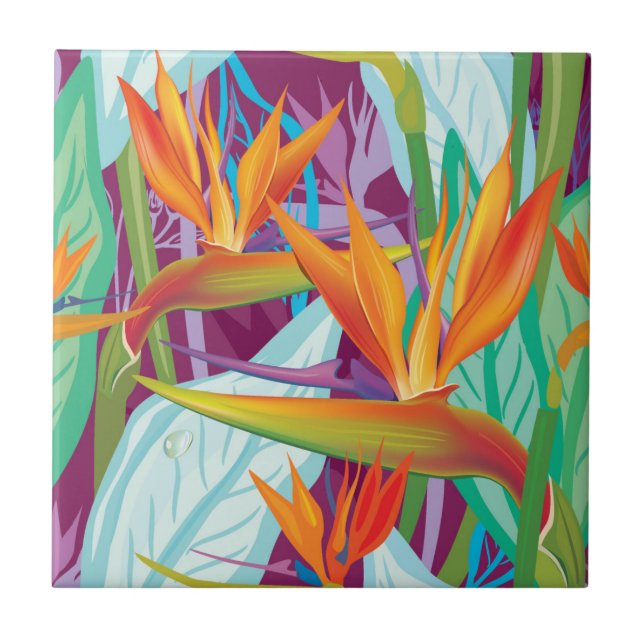 Strelitzia-Muster Fliese (Vorderseite)