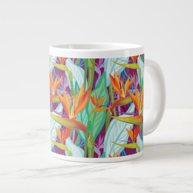 Strelitzia-Muster Jumbo-Tasse (Vorderseite Rechts)