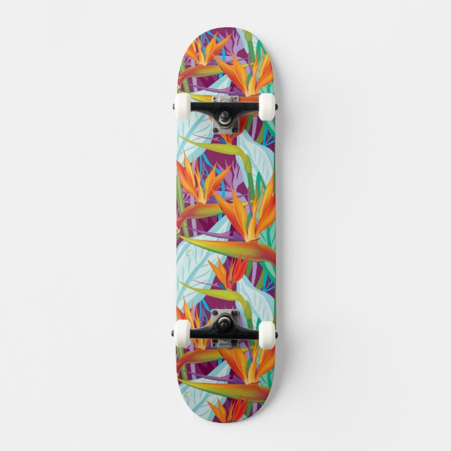 Strelitzia-Muster Skateboard (Vorderseite)
