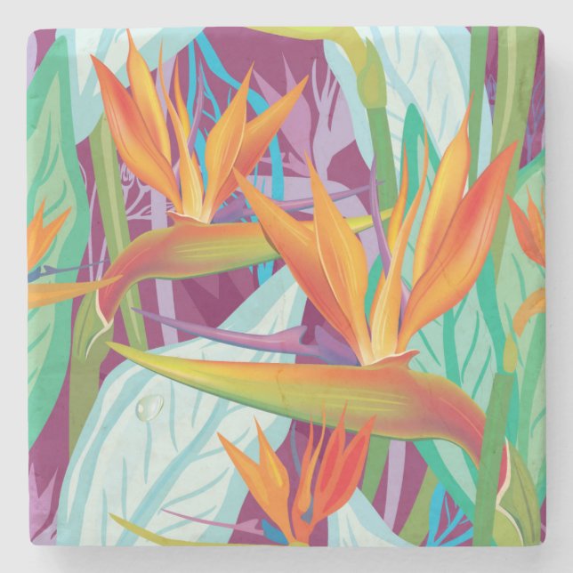 Strelitzia-Muster Steinuntersetzer (Vorderseite)