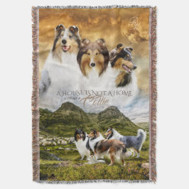 Strenge Colliese Herde und Portrait + Zitat - Decke