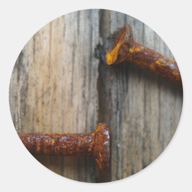 Strenge Nägel aus Holz2 Runder Aufkleber (Vorderseite)