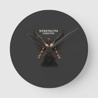 Strength Forever Dark Angel Design – Motivational  Runde Wanduhr
