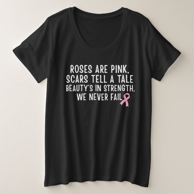 Strength, Scars & Survival Breast Cancer Awareness Große Größe T-Shirt (Design vorne)