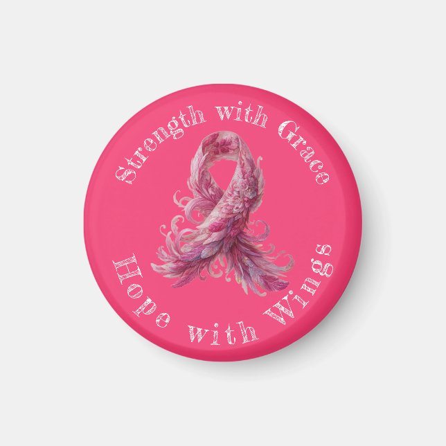 Strength with Grace – Breast Cancer Awareness  Magnet (Vorne)
