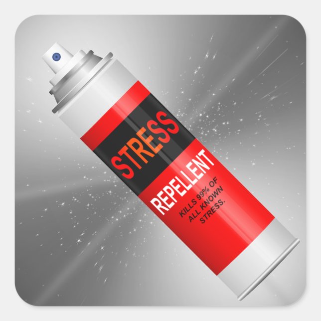 Stress abstoßend. quadratischer aufkleber (Vorderseite)