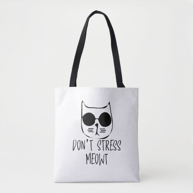 Stress bedeutet motivierend Katzendesign Tasche (Vorderseite)