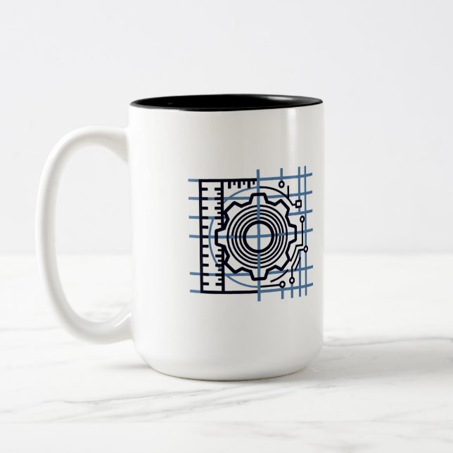 Stress → Strain → Coffee | Mechanical Engineer Mug Zweifarbige Tasse (Links)