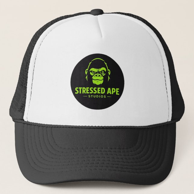 Stressed Ape Studios Grüner Logo Truckerkappe (Vorderseite)