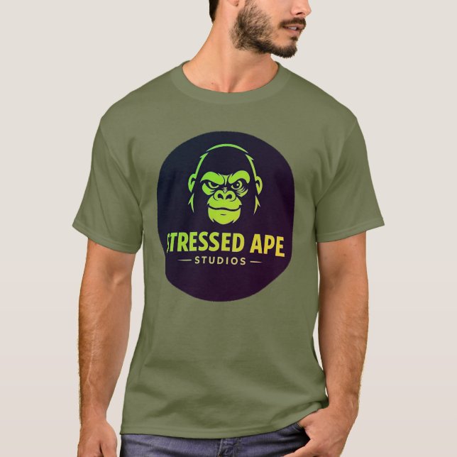 Stressed Ape Studios Grünes Logo T-Shirt (Vorderseite)