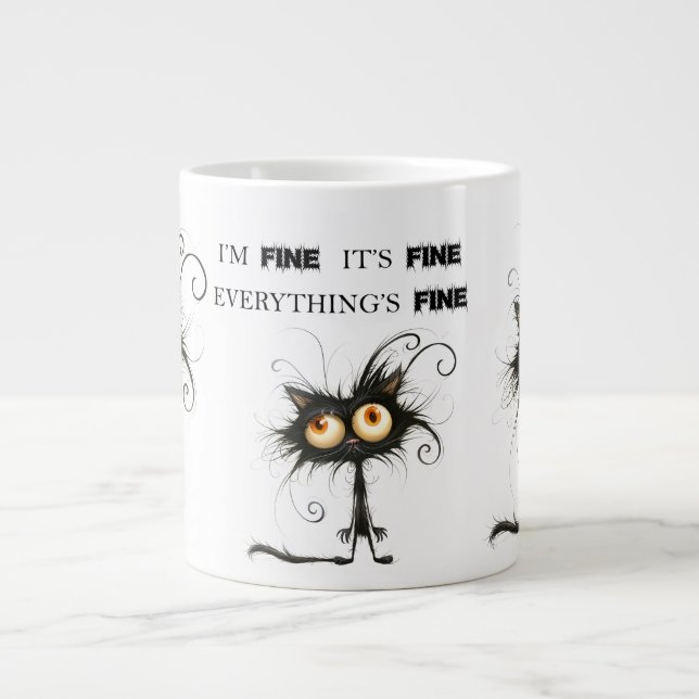  Stressed Cat I'm Fine It's Fine Everything's Fine Jumbo-Tasse (Vorderseite)