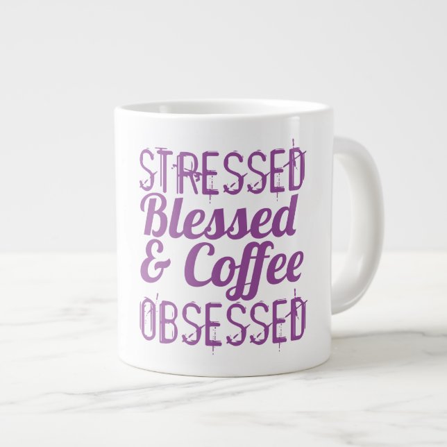 Stressed - Extra-große Tasse (Vorderseite Rechts)