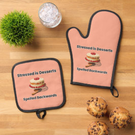 Stressgepresste Desserts werden rückwärts geschrie Ofenhandschuh & Topflappen-Set