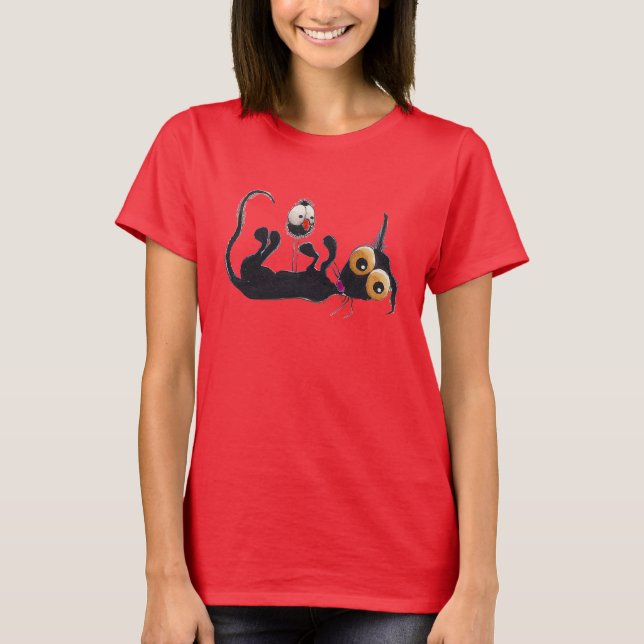 Stressie Katze gibt auf der Krähe auf T-Shirt (Vorderseite)