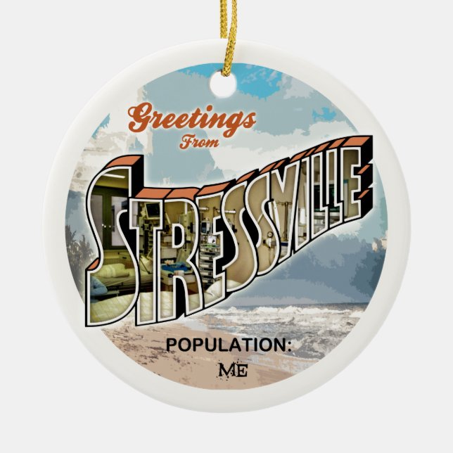 Stressige Grüße Keramik Ornament (Vorne)