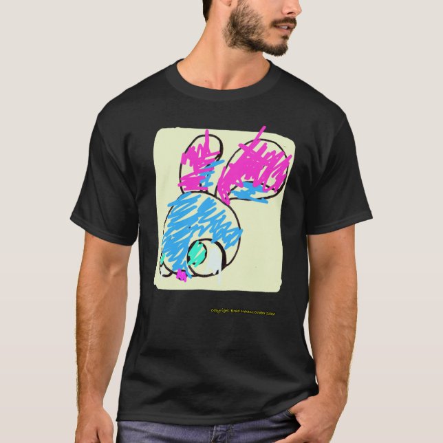 Stressiver Bunny auf schwarz T-Shirt (Vorderseite)