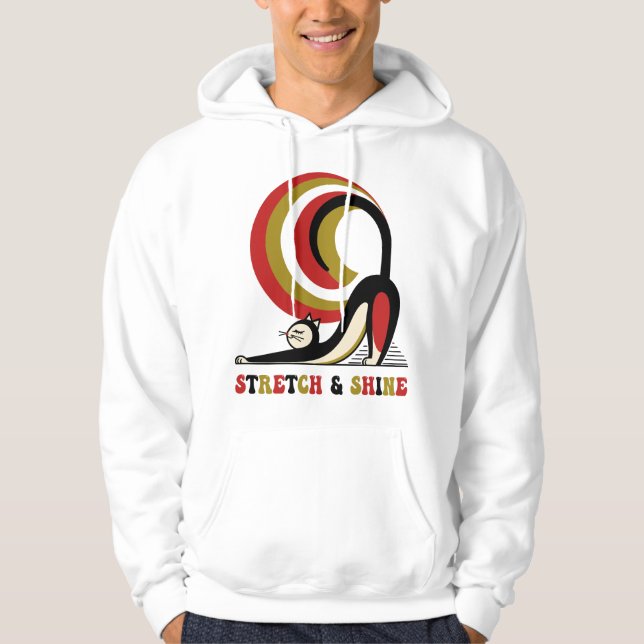 Stretch & Shine Retro-Katzendesign Hoodie (Vorderseite)