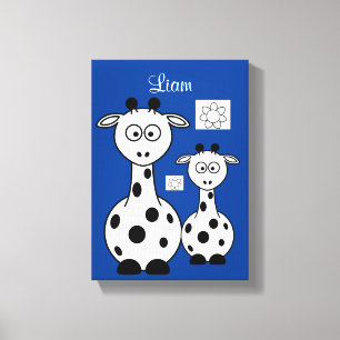 Stretched Canvas Print Giraffe Blue Leinwanddruck