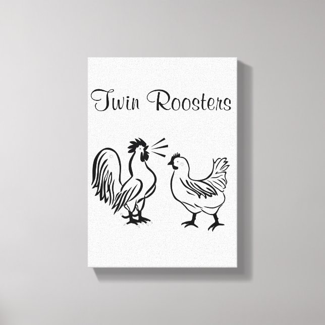 Stretched Canvas Print Roosters White Leinwanddruck (Vorderseite)