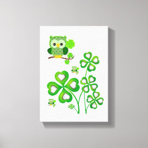 Stretched Canvas Print St. Patrick's Day Owl Leinwanddruck