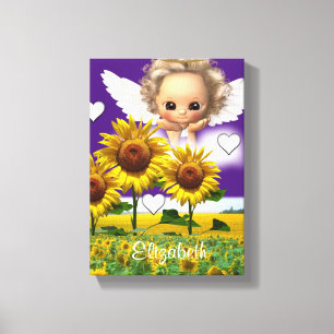Stretched Canvas Print Sunflower Angel Lila Leinwanddruck