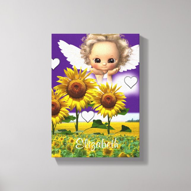 Stretched Canvas Print Sunflower Angel Lila Leinwanddruck (Vorderseite)