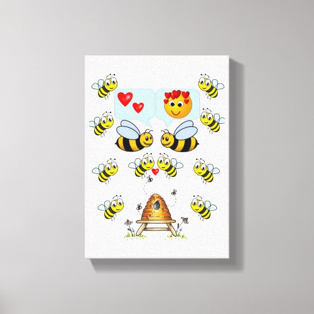 Stretched Canvas Print Valentine's Bumblebee Leinwanddruck (Vorderseite)