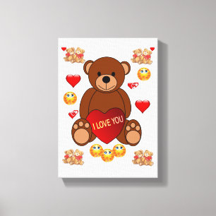 Stretched Canvas Print Valentine's Teddy Bären Leinwanddruck