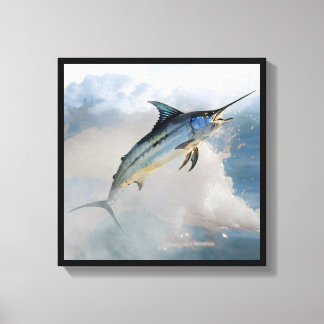 Stretched Canvas Print with Jumping Marlin Leinwanddruck