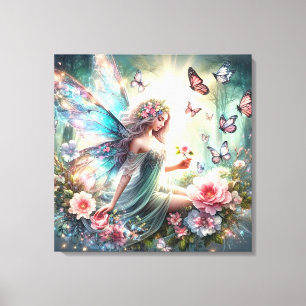 Stretchierte Canvas Print - Fairy, Blume, Schmette Leinwanddruck
