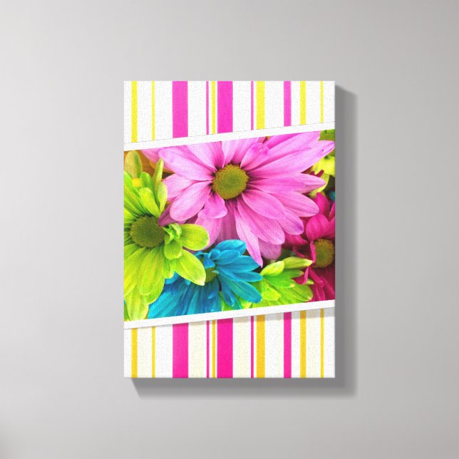 Stretchierte Canvas Print Mother's Day Floral Stri Leinwanddruck (Vorderseite)