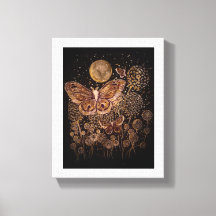 Stretchierte Canvas Print - Moths, Moon and Dandel