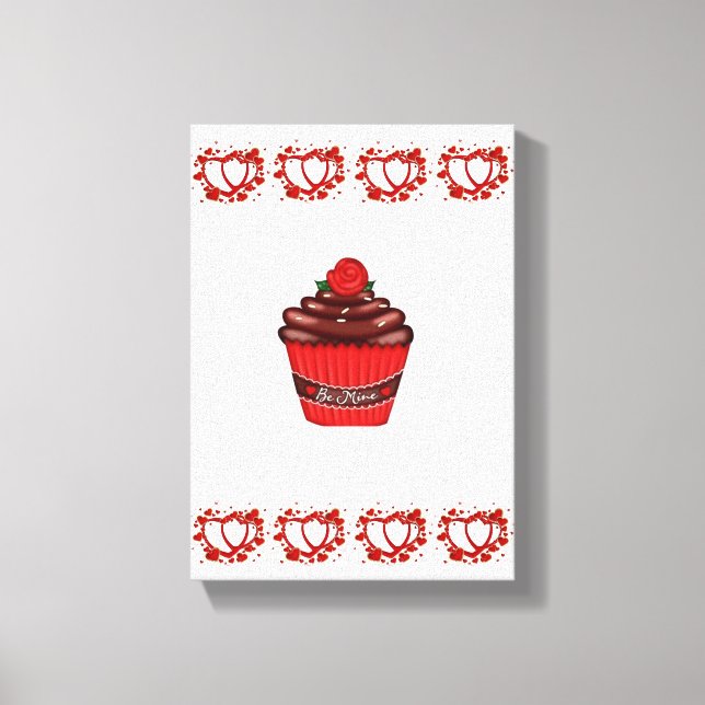 Stretchierte Canvas Print Valentine's Day Cupcake Leinwanddruck (Vorderseite)