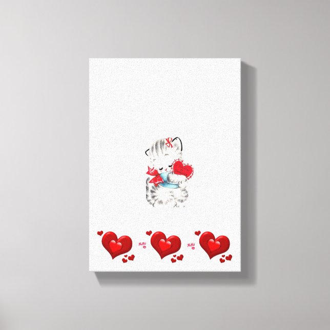 Stretchierte Canvas Print Valentine's Day Kitten Leinwanddruck (Vorderseite)