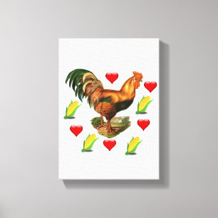 Stretchierte Canvas Print Valentine's Day Rooster Leinwanddruck
